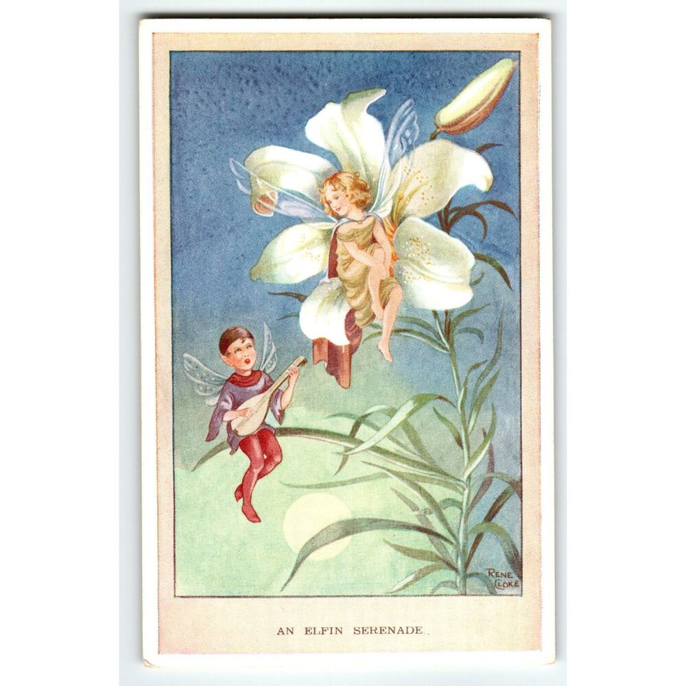 Fairies Lovers Postcard Fairy Fantasy Elfin Serenade Rene Cloke Valentine & Sons